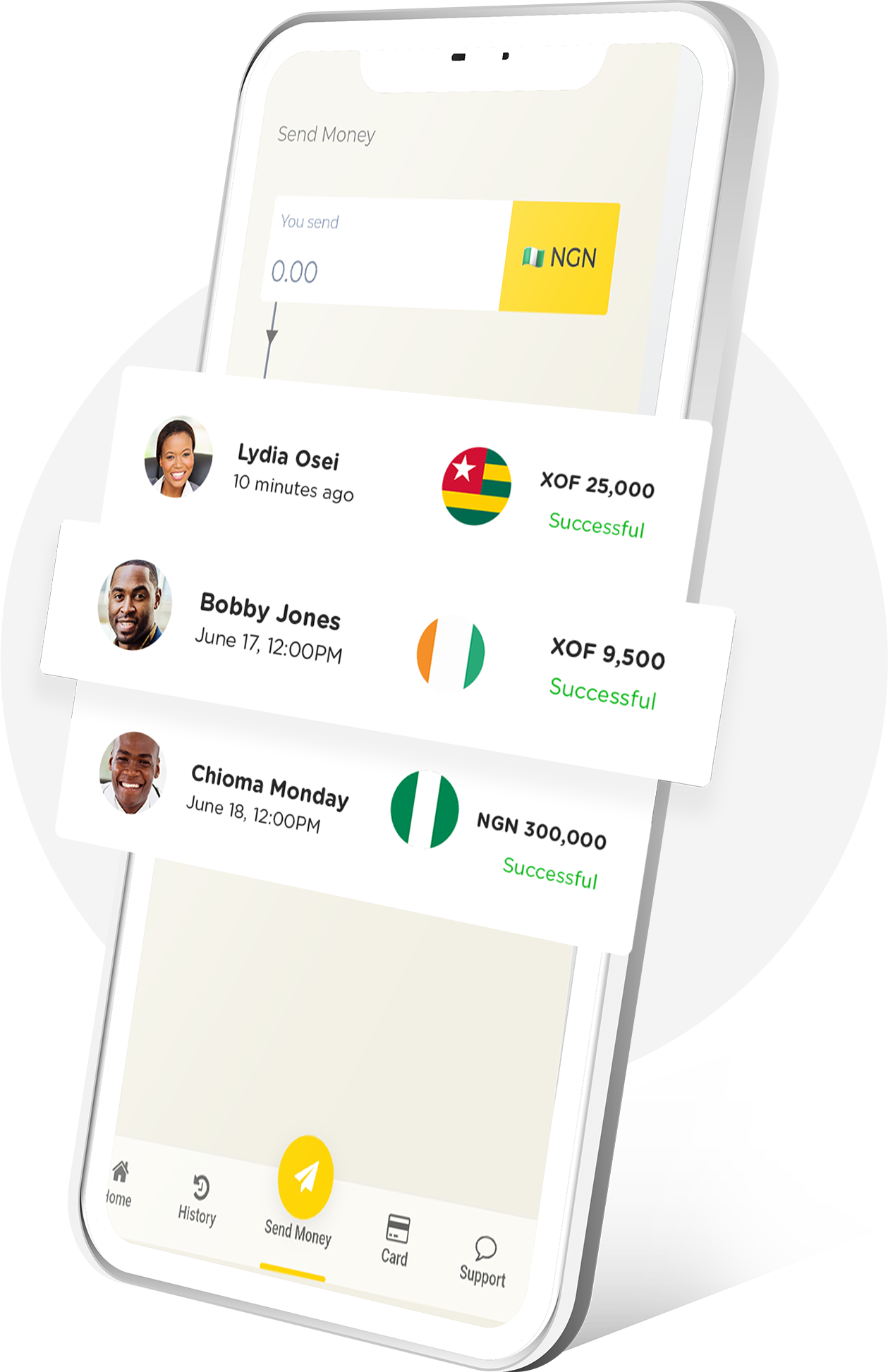 Send and receive money in Ghana, Togo, and Nigeria